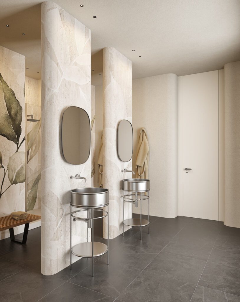 Ambiente bagno moderno con finiture chiare