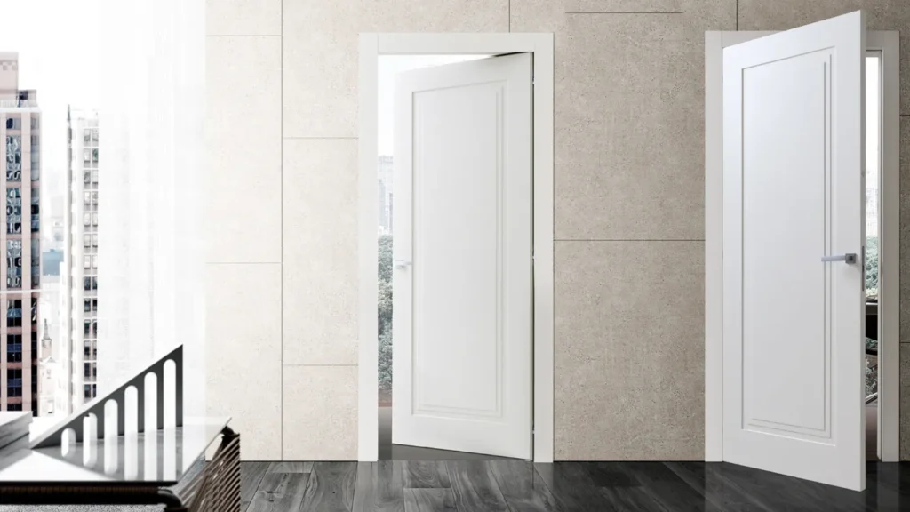 Ingresso con porta moderna e rivestimenti
